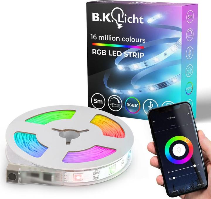 B.K.Licht USB WiFi + Bluetooth Magic RGB-LED Flexband (RGBIC, 500 cm, Indoor)