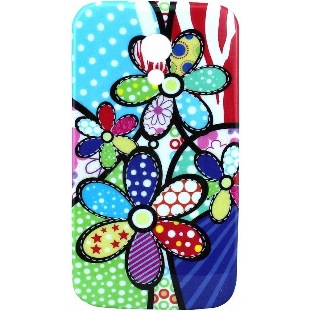 König Design Schutzhülle Handytasche Etuis TPU für Handy Motorola Moto G2 Motiv Bunte Blumen (Motorola Moto G2 (2nd Gen)...