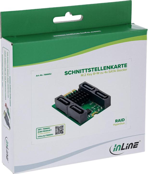 Immagine prodotto InLine Schnittstellenkarte M.2 Key B+M zu 4x SATA Stecker