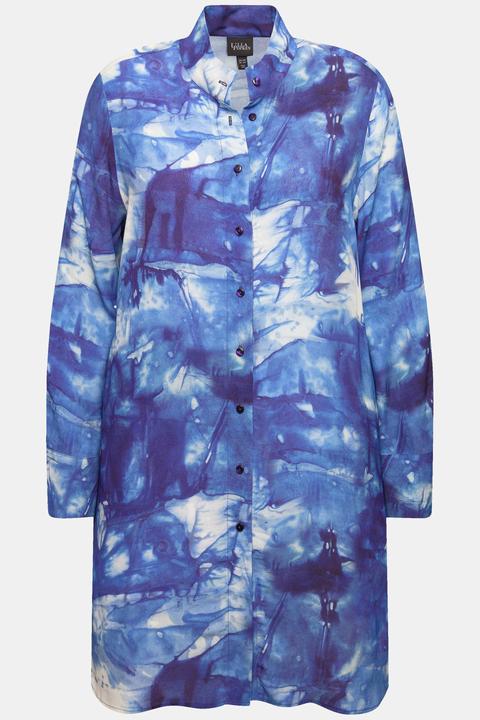 Actual product image Ulla Popken Tye Dyed Long Sleeve Button Down Tunic Blouse (46, 48)