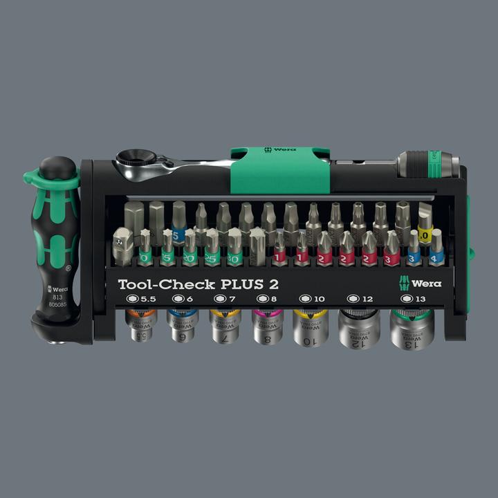 Image du produit Wera Tool-Check Plus 2 (Clé Allen, Cruciforme Phillips PH, Embout carré femelle, Fente de vis, Torx TX)