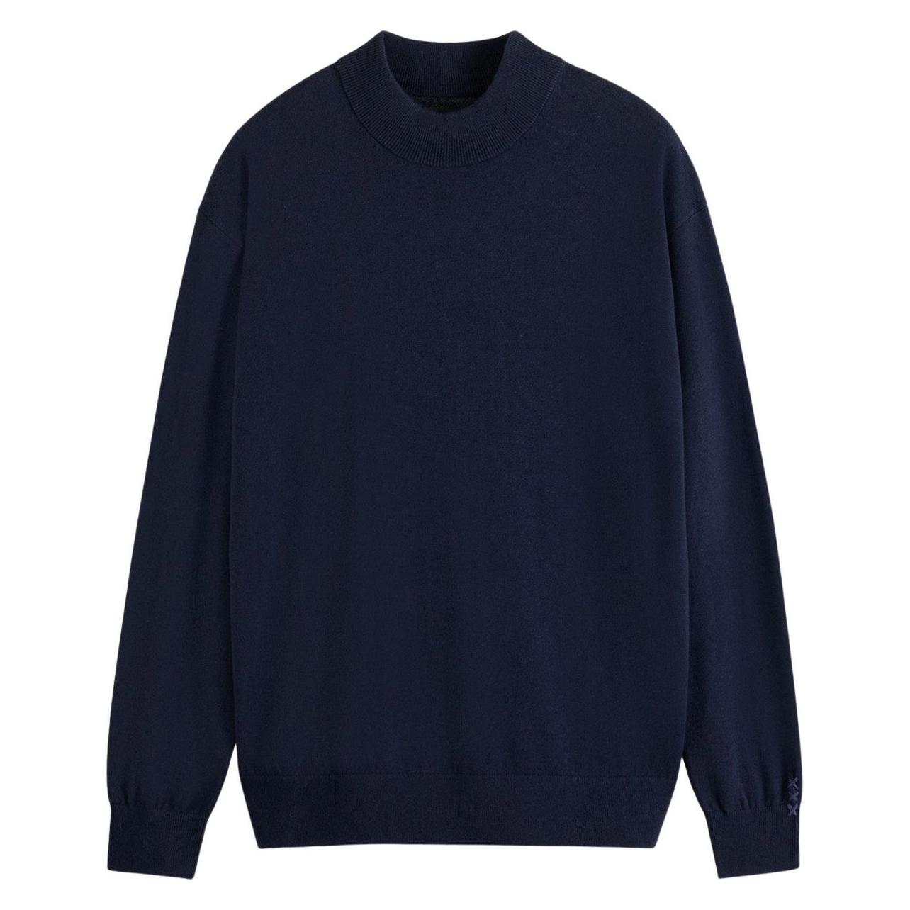 Scotch & Soda, Herren, Pullover, Core - Dropped Shoulder Mock Neck Pullover, Blau, (S)