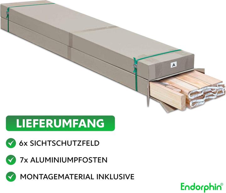 Produktbild Endorphin Rhombus-Sichtschutzzaun Lärche | 6x Elemente (180x180cm) & 7x Alu-Pfosten (7x7x235cm)