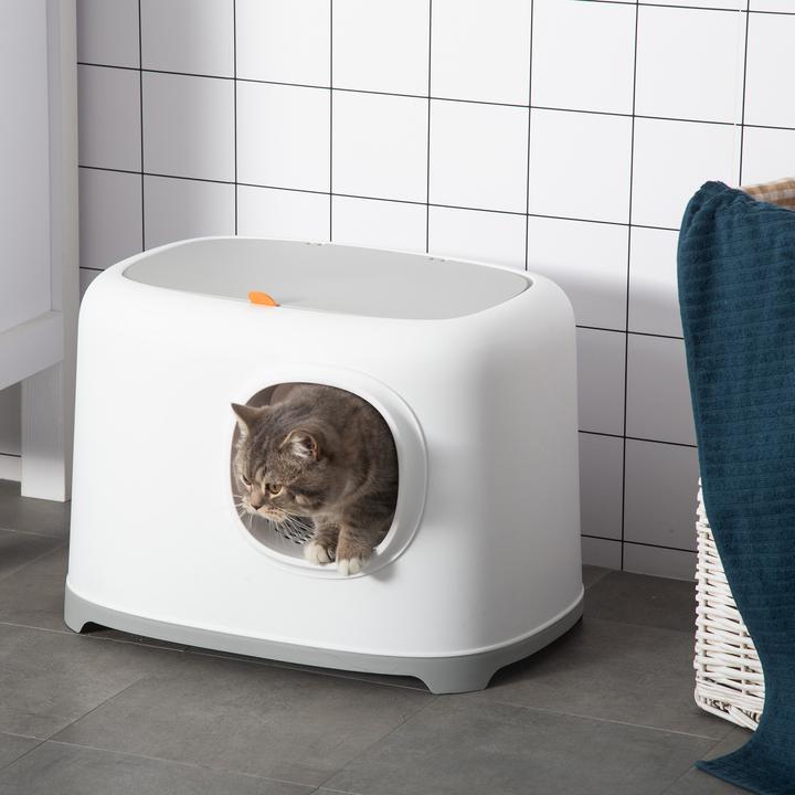 Actual product image PawHut Cat litter tray with compact design (Cat litter box closed)