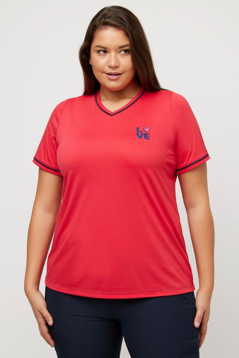 Immagine prodotto Ulla Popken T-shirt con LOVE, scollo a V, mezze maniche e finissaggio antibatterico (46, 48)