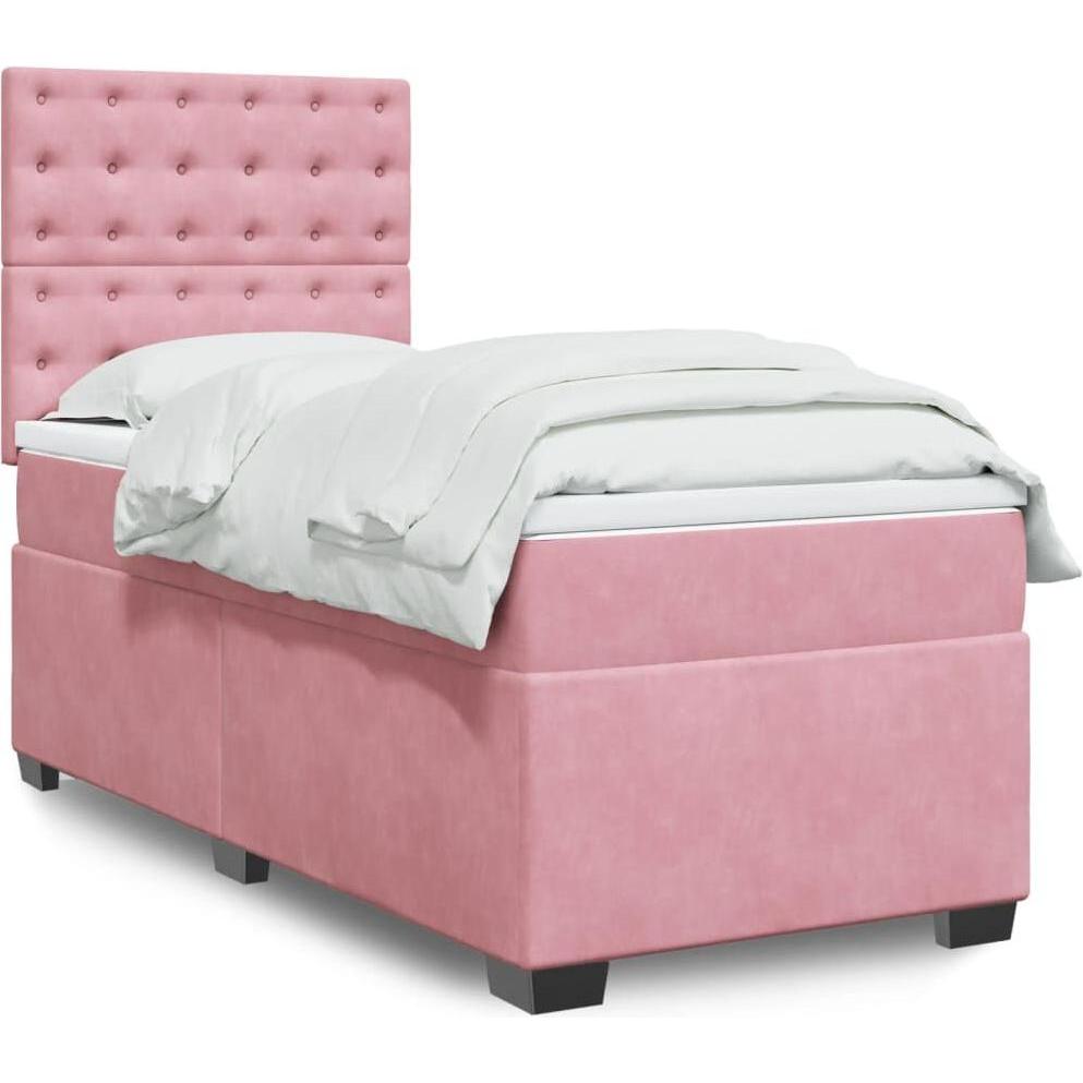 VidaXL, Bett, Bo x springbett mit Matratze 100 x 200 cm Samt (100 x 200 cm)