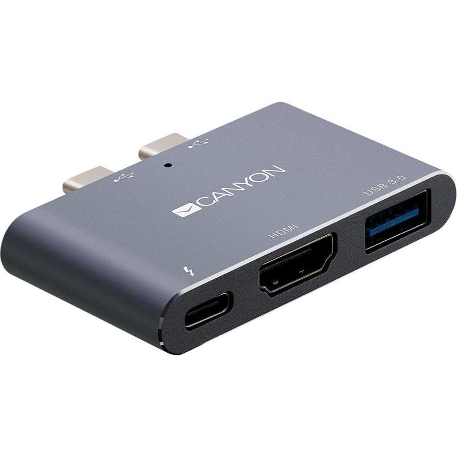 Canyon Docking Station DS-1 (Thunderbolt, 3 porte), Docking station + Hub USB, Grigio