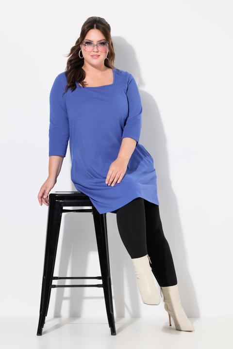 Image du produit Ulla Popken T-shirt long, col carré et manches 3/4. Silhouette en A. (50, 52)