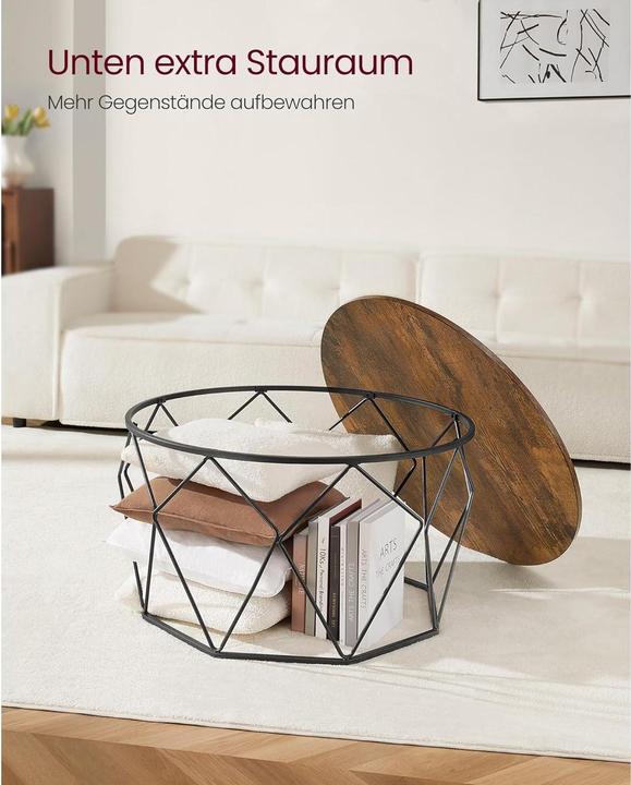 Image du produit Vasagle Couchtisch 80 x 45 cm, Schwarz/Braun (80 x 80 x 45 cm)
