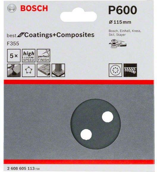 Produktbild Bosch Professional Zubehör PRO F355 Schleifblatt, 115 mm, G600 (600)