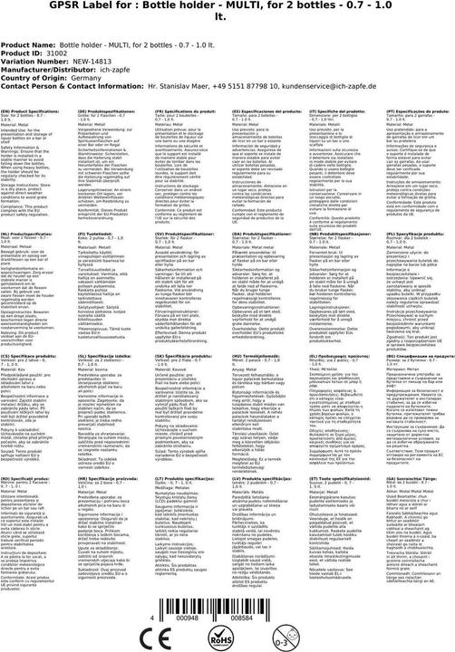 Image du produit Ich-zapfe Porte-bouteilles - MULTI, pour 2 bouteilles