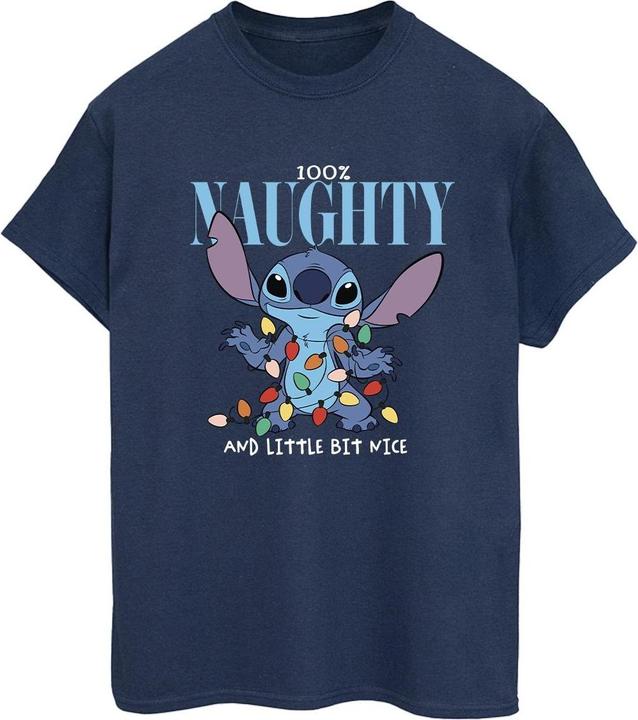 Actual product image Disney Womens/Ladies Lilo & Stitch Naughty & Nice Cotton Boyfriend T-Shirt (XL)
