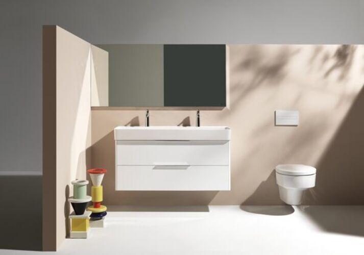 Actual product image Laufen Washbasin VAL 1200x420mm w ÜL 2 HL version white matt (420 mm, 1200 mm)