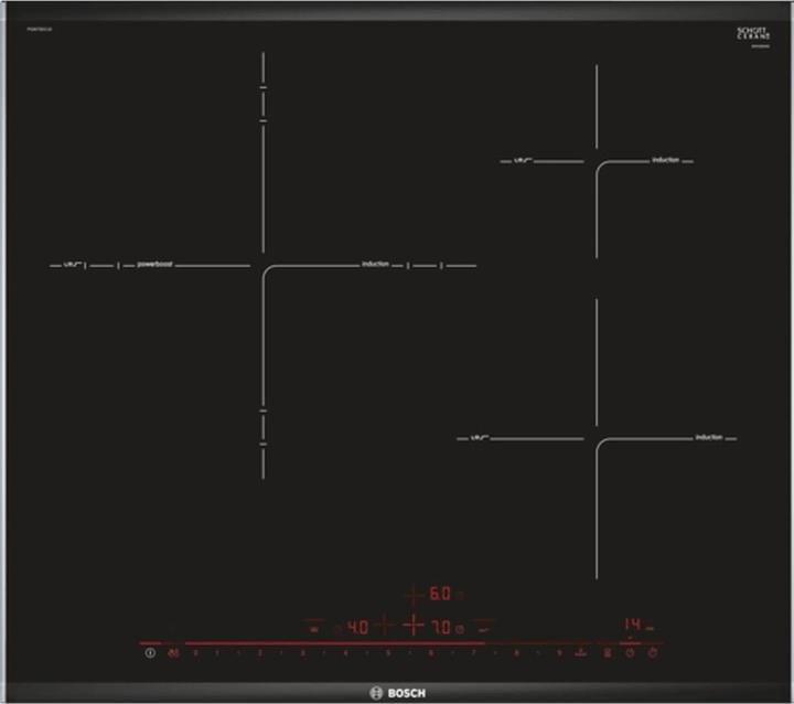 Produktbild Bosch Hausgeräte Serie 8 PID675DC1E, Black, Built-in, Zone induction hob, Glass-ceramic, 3 zone(s), 3 zone(s)