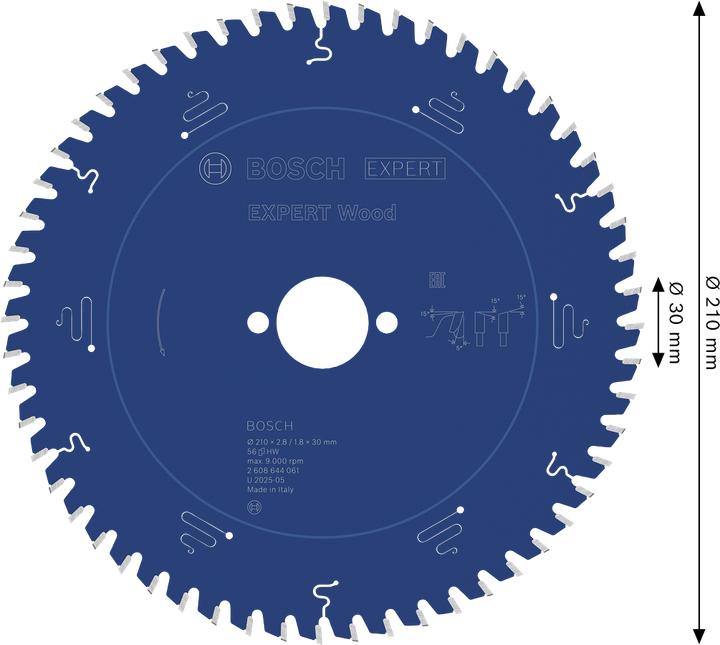 Produktbild Bosch Professional Zubehör Kreissägeblatt Expert for Wood, 210 x 30 x 2,8 mm, 56