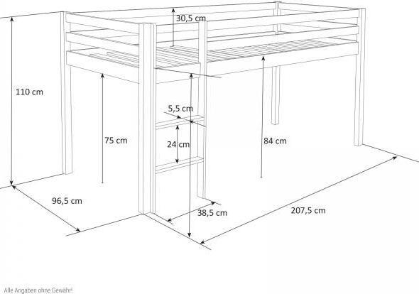 Immagine prodotto Homestyle4u Letto per bambini Letto a soppalco Letto per bambini (90 x 200 cm)
