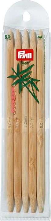 Actual product image Prym Stocking knitting needles 8.00 mm, 20 cm, card 5 pcs, bamboo
