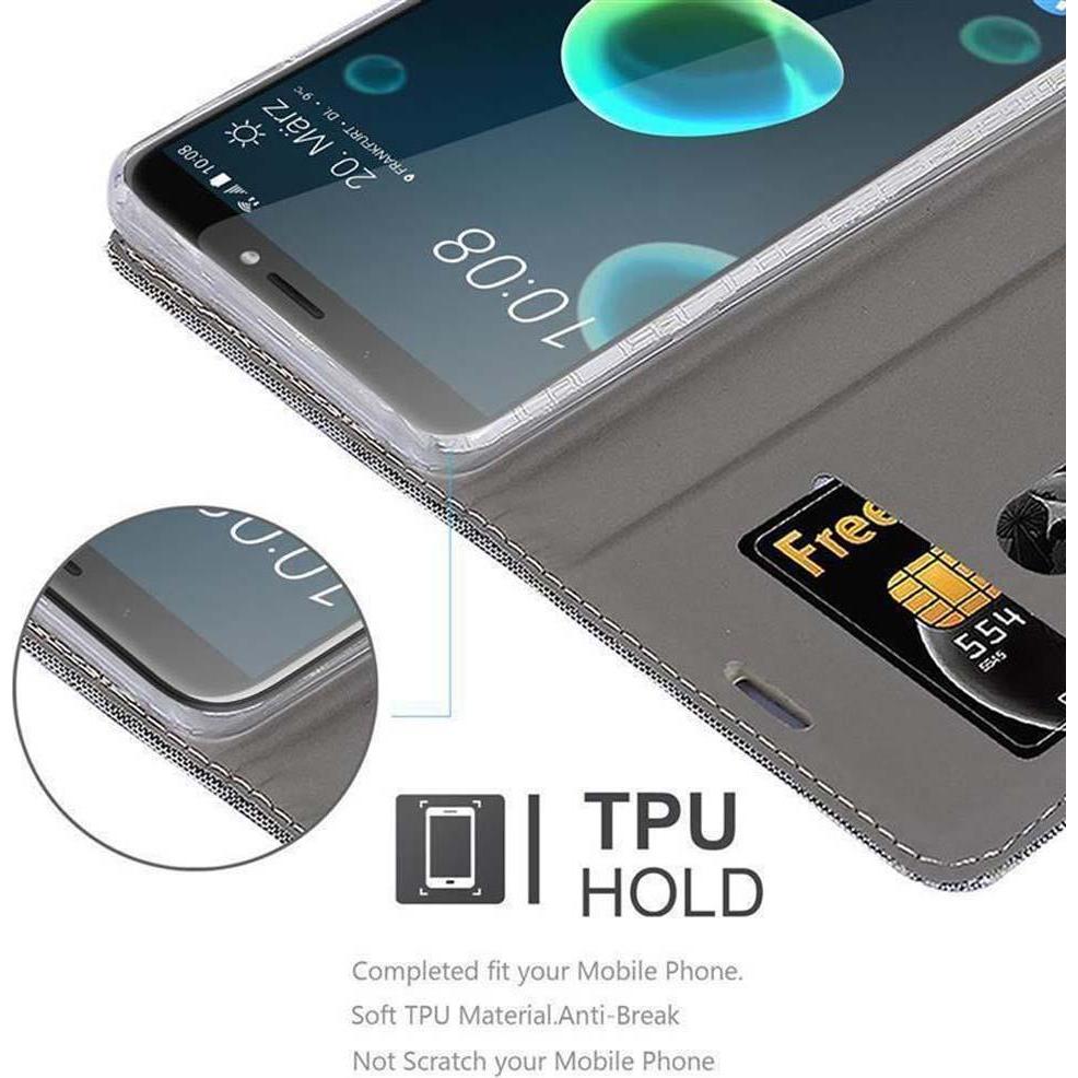Thumbnail - Cadorabo Jeans Optik (HTC Desire 12+), Smartphone Hülle, Grau, Braun