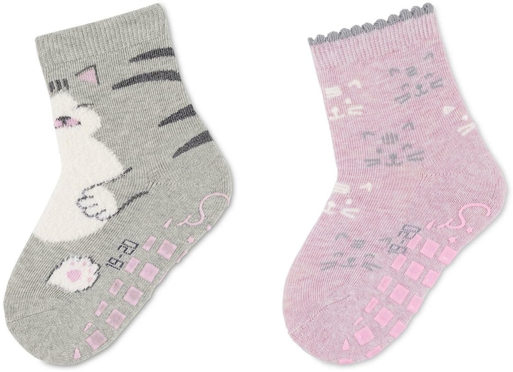 Produktbild Sterntaler Socken Katze 2er Set Hellgrau Melange Gr. 24 (2er Pack, 24)