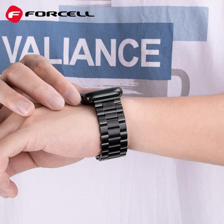 Actual product image Forcell Strap F-DESIGN FA10 stainless steel strap for APPLE Watch 38 / 40 / 41 mm black (Stainless steel)