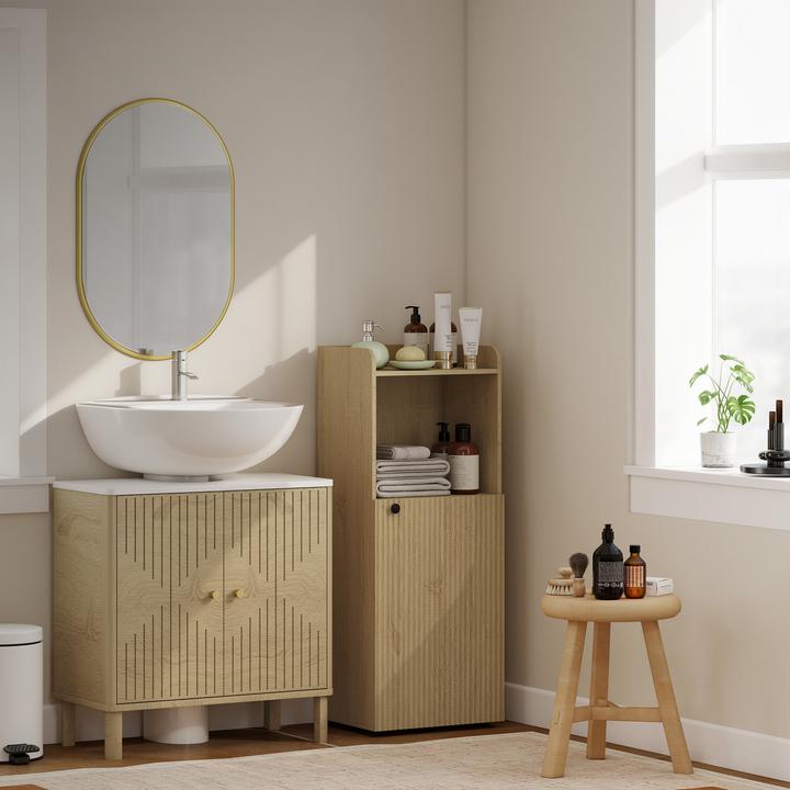 Actual product image Homcom Badezimmerschrank Spanplatte, MDF Eiche (31 x 31 x 104 cm)