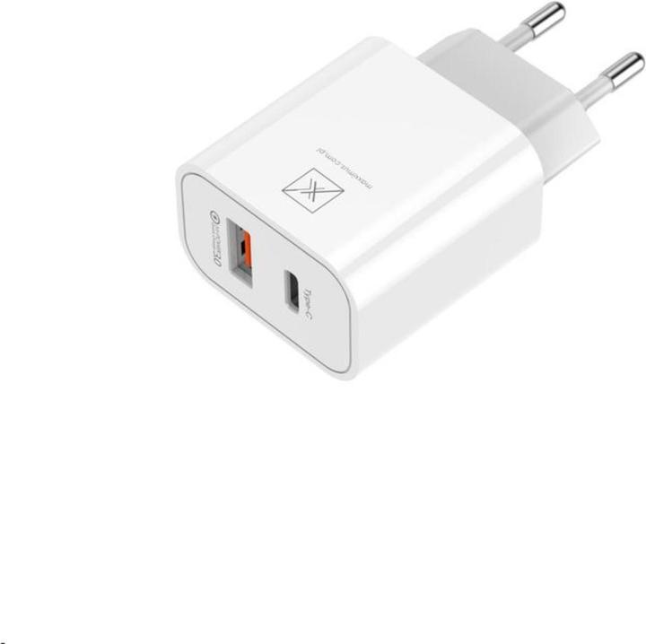 Maxximus Chargeur de batterie MX ALFA 20W PD+QC, USB-A+C BLANC/BLANC (20 W, 2 ports)