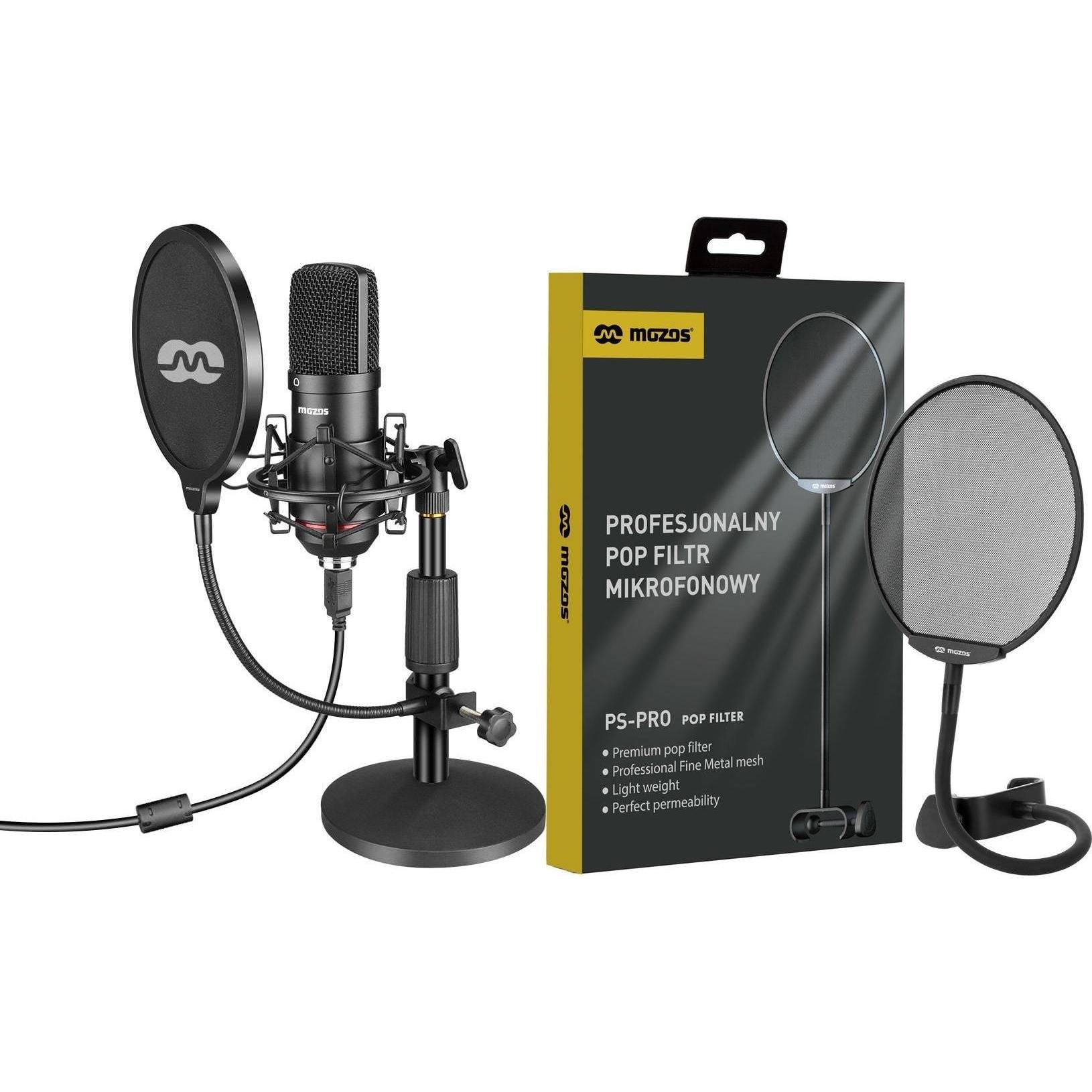 Morele Microfono Mozos Microfono Mozos USB MKIT-900PRO Gamer + Popfiltr mikrofonowy PS-PRO, Microfono