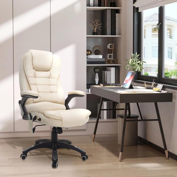 Produktbild Swisshandel24 Massagesessel Bürostuhl Gamingsessel 6 Punkt Vibrations Massage mit Wärmefunktion Kunstleder Beige