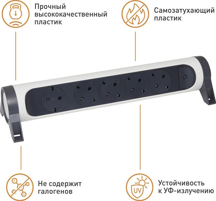 Actual product image Legrand Rotatable socket strip 5x socket, without cable white-black 694546 (5 x, CEE 32/5)