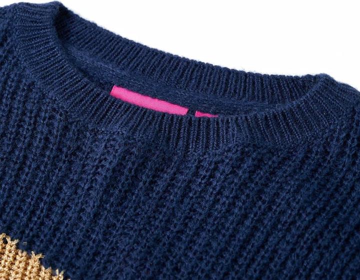 Produktbild vidaXL Kinderpullover Gestrickt Marineblau 140,Material: 67 (140)