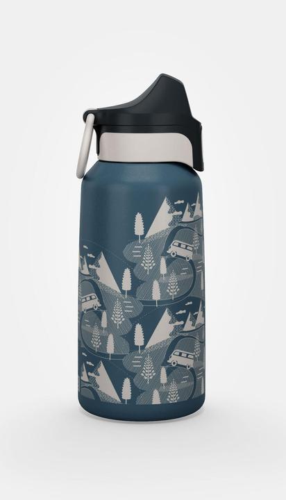 Quechua Borraccia per bambini 0,6 l in acciaio inox con chiusura rapida per escursioni - blu (0.60 l)
