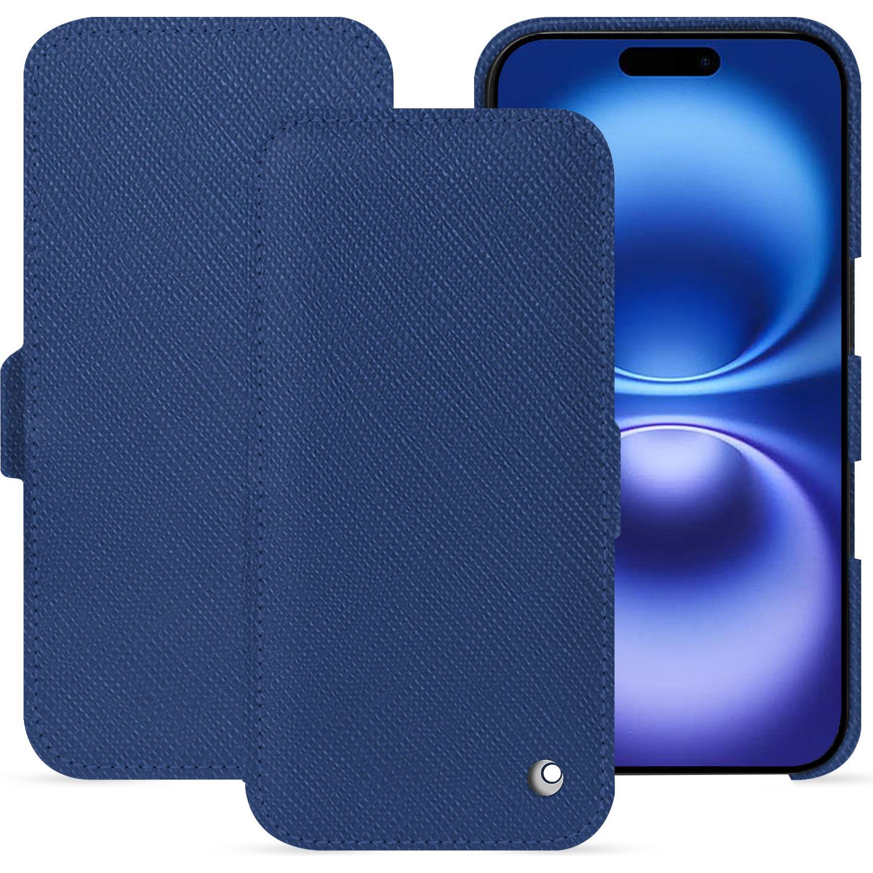 Thumbnail - Noreve Lederschutzhülle horizontal (Apple iPhone 16), Smartphone Hülle, Blau