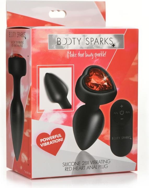 Produktbild XR Brands 28X Silicone Vibrating Red Heart Anal Plug with Remote - Small