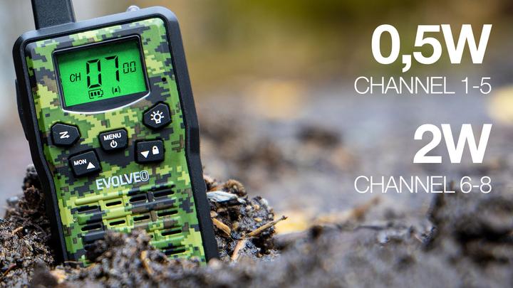 Produktbild Evolveo FreeTalk 2W, PMR vysílačky s výkonem 0,5 a 2W, dosah až 15km (15 km)