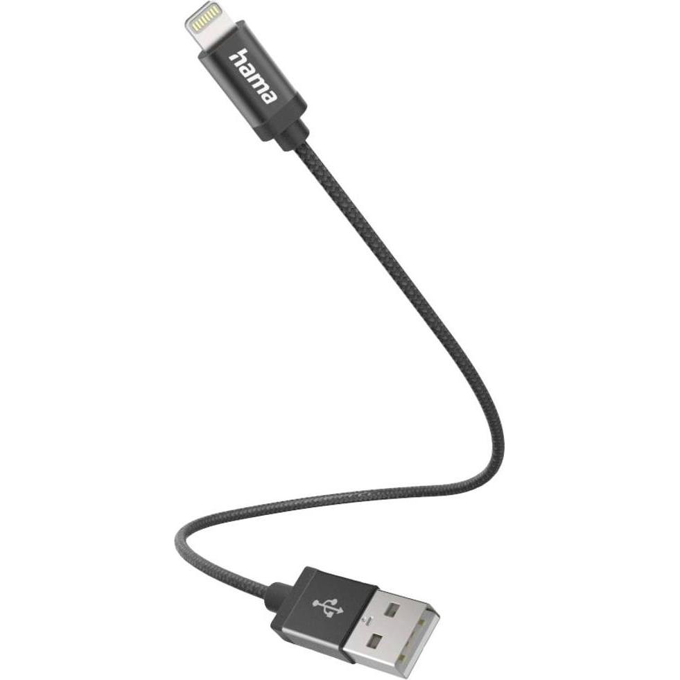 Hama USB-Kabel, USB-A - Lightning, 0,2 m, Schwarz (0.20 m, USB 2.0), USB Kabel
