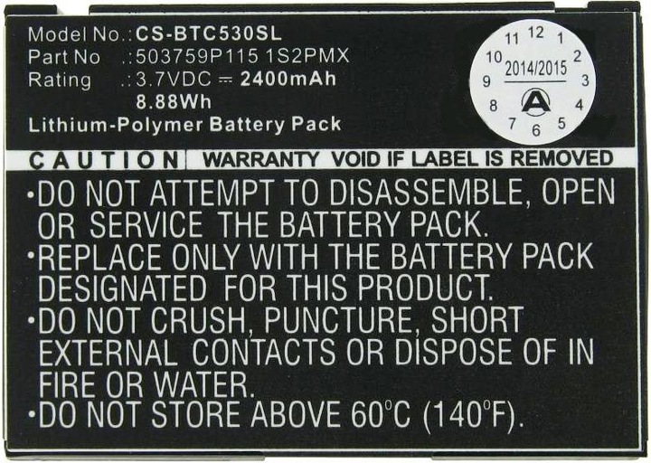 Actual product image Blaupunkt Battery Travelpilot Lucca 5.3 Battery 503759P115 1S2PMX