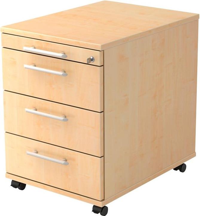 Produktbild Hammerbacher Rollcontainer 58cm, 3Schübe,Schloss RE Ahorn (42.80 x 58 x 59 cm)