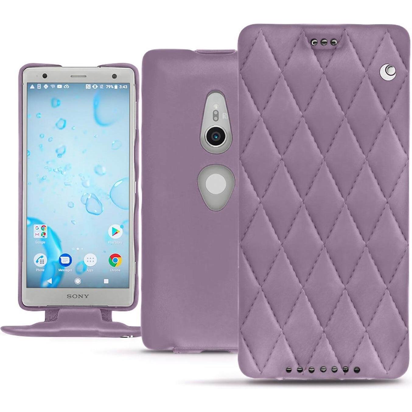 Noreve Lederschutzhülle vertikal (Sony Xperia XZ2), Smartphone Hülle, Violett