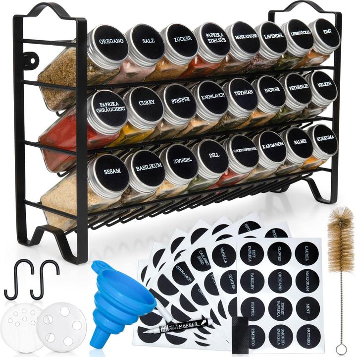 Deco haus Set of 24 spice jars with shelf