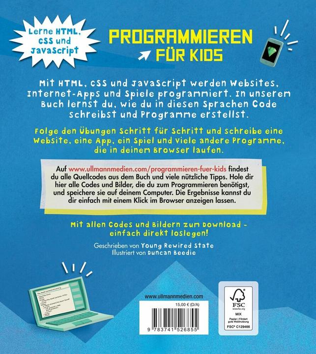 Immagine prodotto Programmieren für Kids – Lerne HTML, CSS und JavaScript (Tedesco, David Whitney, Duncan Beedie, Giovane Stato Ricablato, 2023)