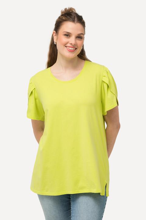 Image du produit Ulla Popken T-shirt col rond et manches courtes, teinture à froid, silhouette en A évasée (50, 52)