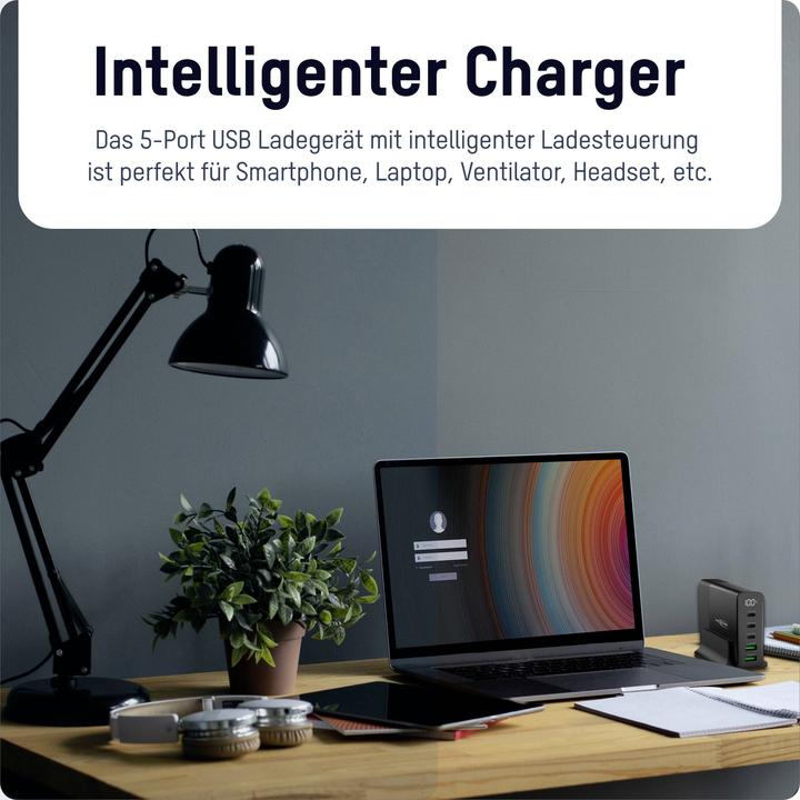 Actual product image Ansmann Desktop USB Charger 5 Ports Qc Type C Pd 140w (140 W, 5 ports)