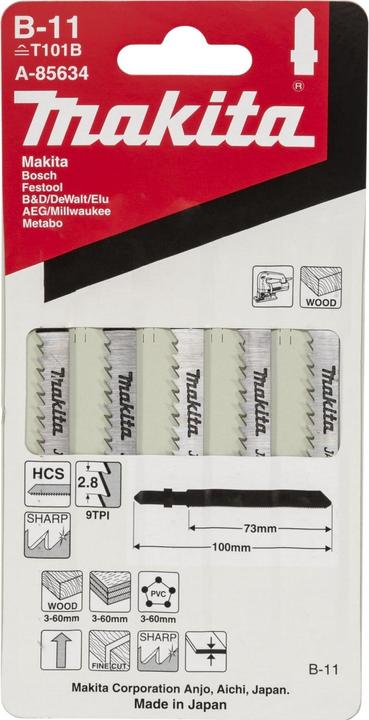 Productafbeelding Makita Decoupeerzaagblad 75mm B11 Hout 5 Stuks
