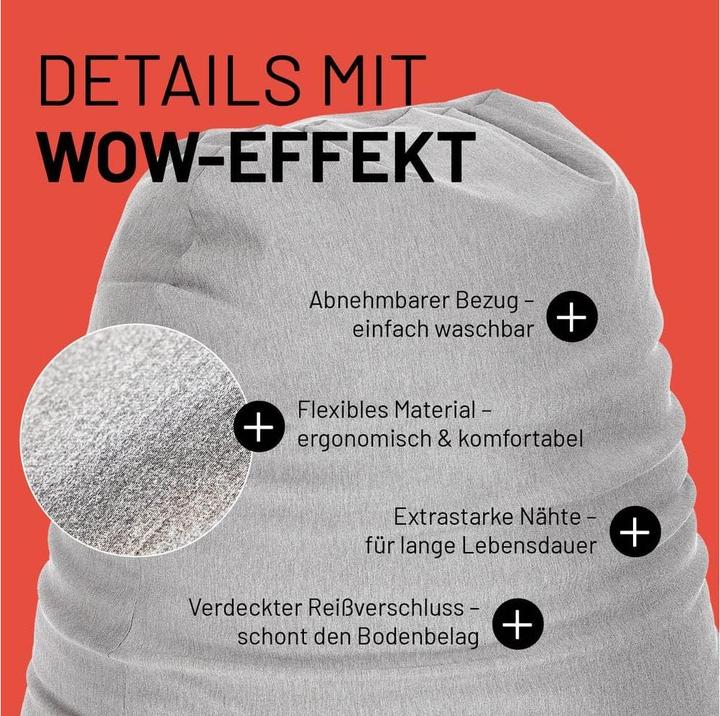 Actual product image Lumaland Sitzsack Flexi Comfort 380 L, Hellgrau