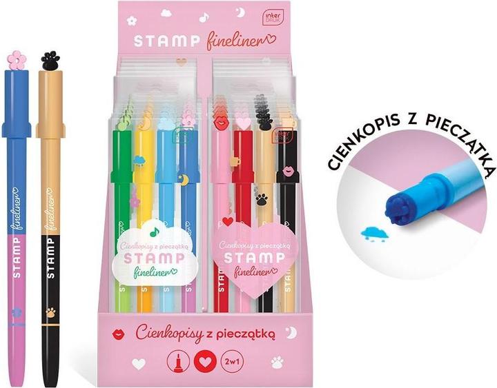 Interdruk Fineliner mit Stempel 2in1, 4 Farben (4x)