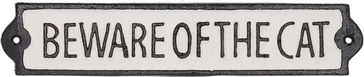 Esschert Design Wandschild Beware of the cat 25.8 cm, Schwarz/Weiss