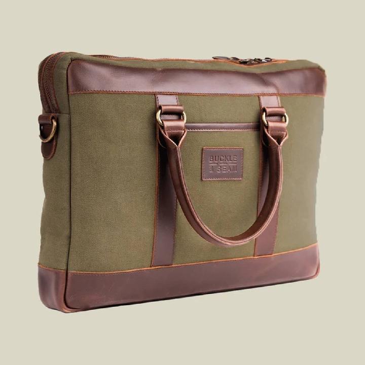 Actual product image Buckle & Seam Canvas Business Briefcase Venture Grün/Blau
