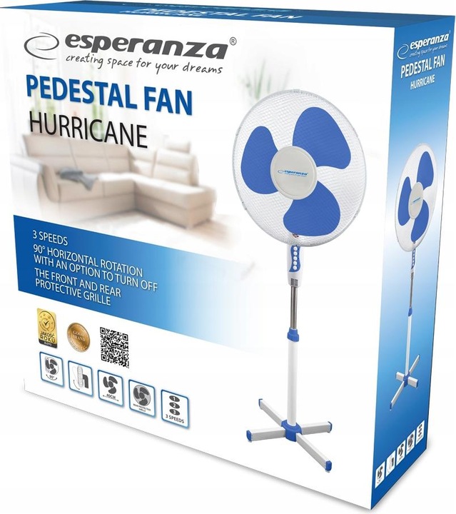Image du produit Esperanza EHF001WB 16 " Ventilateur debout Blanc/Bleu