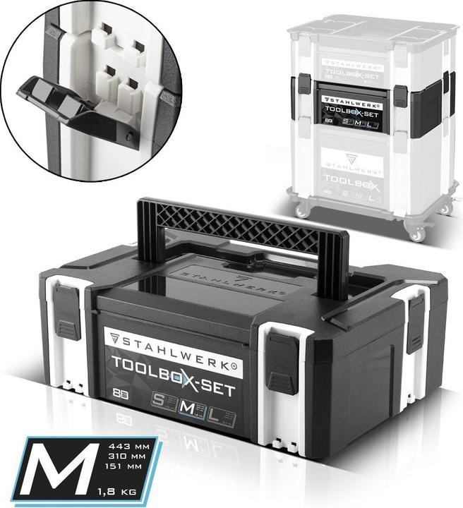 Immagine prodotto Stahlwerk Dimensioni della cassetta degli attrezzi M 443 x 310 x 151 mm Cassetta di sistema impilabile con (1 Pezzo)