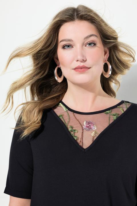 Actual product image Miamoda A-line t-shirt with floral mesh insert (46)